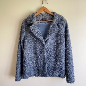 Minkas Bouclé Collared Jacket Sweater